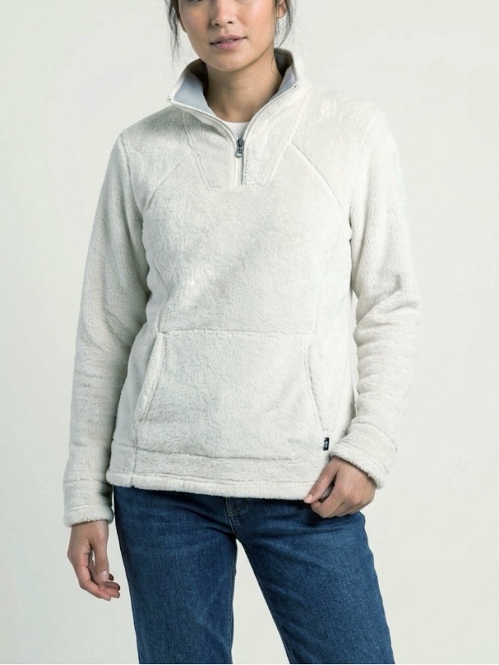 The North Face 1/4 Zip Fleece Pullover Cream Size XL Off White Cream Fuzzy